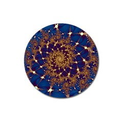 Fractal Spiral Art Pattern Blue Design Magnet 3  (round) by Ravend