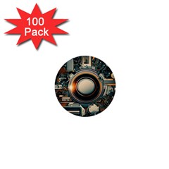 Illustrations Technology Robot Internet Processor 1  Mini Buttons (100 Pack) 