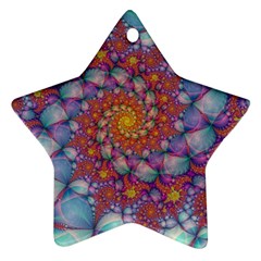 Fractals Abstract Art Cyan Spiral Vortex Pattern Star Ornament (two Sides)