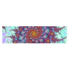 Fractals Abstract Art Cyan Spiral Vortex Pattern Oblong Satin Scarf (16  X 60 )