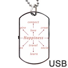 Happiness Typographic Style Concept Dog Tag Usb Flash (one Side) by dflcprintsclothing