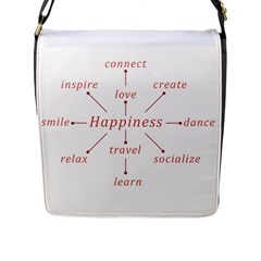 Happiness Typographic Style Concept Flap Closure Messenger Bag (l)