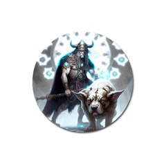 Ai Generated Viking God Fantasy Dog Norse Man Magnet 3  (round) by danenraven