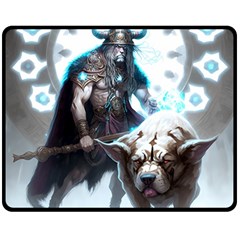 Ai Generated Viking God Fantasy Dog Norse Man Fleece Blanket (medium) by danenraven