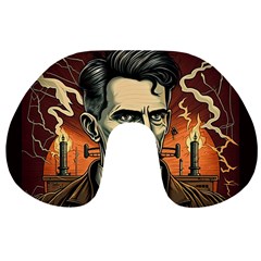 Ai Generated Nikola Tesla Tesla Nikolas Electricity Travel Neck Pillow by danenraven