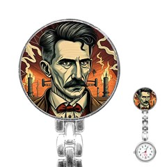 Ai Generated Nikola Tesla Tesla Nikolas Electricity Stainless Steel Nurses Watch by danenraven