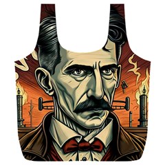 Ai Generated Nikola Tesla Tesla Nikolas Electricity Full Print Recycle Bag (xxxl) by danenraven