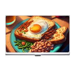 Ai Generated Breakfast Egg Beans Toast Plate Business Card Holder by danenraven