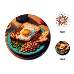 Ai Generated Breakfast Egg Beans Toast Plate Playing Cards Single Design (round) by danenraven