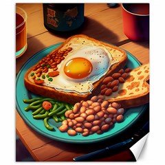 Ai Generated Breakfast Egg Beans Toast Plate Canvas 8  X 10  by danenraven