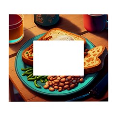 Ai Generated Breakfast Egg Beans Toast Plate White Wall Photo Frame 5  X 7 