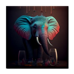 Ai Generated Elephant Tusks Trunk Wildlife Africa Tile Coaster