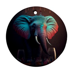 Ai Generated Elephant Tusks Trunk Wildlife Africa Ornament (Round)