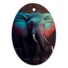 Ai Generated Elephant Tusks Trunk Wildlife Africa Ornament (Oval)