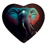 Ai Generated Elephant Tusks Trunk Wildlife Africa Ornament (Heart) Front