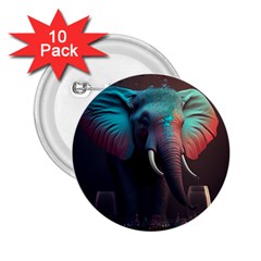 Ai Generated Elephant Tusks Trunk Wildlife Africa 2.25  Buttons (10 pack) 