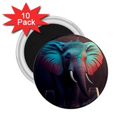 Ai Generated Elephant Tusks Trunk Wildlife Africa 2.25  Magnets (10 pack) 