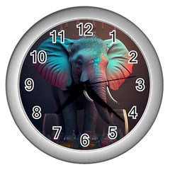 Ai Generated Elephant Tusks Trunk Wildlife Africa Wall Clock (Silver)