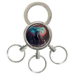 Ai Generated Elephant Tusks Trunk Wildlife Africa 3-Ring Key Chain