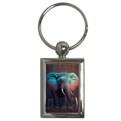 Ai Generated Elephant Tusks Trunk Wildlife Africa Key Chain (Rectangle)