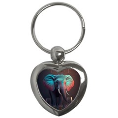 Ai Generated Elephant Tusks Trunk Wildlife Africa Key Chain (Heart)