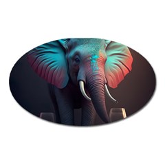 Ai Generated Elephant Tusks Trunk Wildlife Africa Oval Magnet