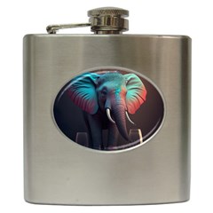 Ai Generated Elephant Tusks Trunk Wildlife Africa Hip Flask (6 oz)