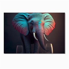 Ai Generated Elephant Tusks Trunk Wildlife Africa Postcards 5  x 7  (Pkg of 10)