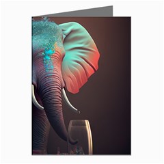 Ai Generated Elephant Tusks Trunk Wildlife Africa Greeting Cards (Pkg of 8)