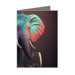 Ai Generated Elephant Tusks Trunk Wildlife Africa Mini Greeting Card