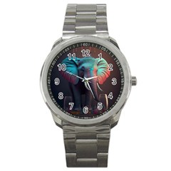 Ai Generated Elephant Tusks Trunk Wildlife Africa Sport Metal Watch