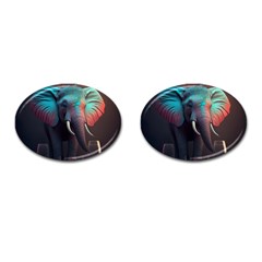 Ai Generated Elephant Tusks Trunk Wildlife Africa Cufflinks (oval) by danenraven