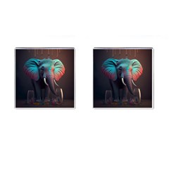 Ai Generated Elephant Tusks Trunk Wildlife Africa Cufflinks (Square)