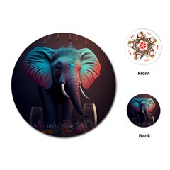 Ai Generated Elephant Tusks Trunk Wildlife Africa Playing Cards Single Design (Round)