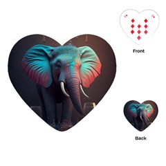 Ai Generated Elephant Tusks Trunk Wildlife Africa Playing Cards Single Design (heart) by danenraven