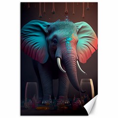 Ai Generated Elephant Tusks Trunk Wildlife Africa Canvas 12  X 18  by danenraven