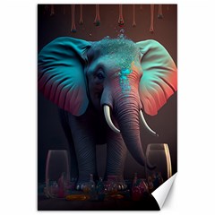 Ai Generated Elephant Tusks Trunk Wildlife Africa Canvas 20  x 30 