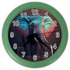 Ai Generated Elephant Tusks Trunk Wildlife Africa Color Wall Clock