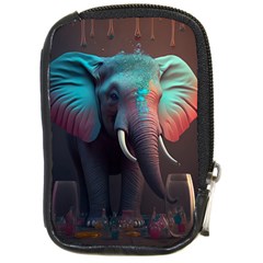 Ai Generated Elephant Tusks Trunk Wildlife Africa Compact Camera Leather Case