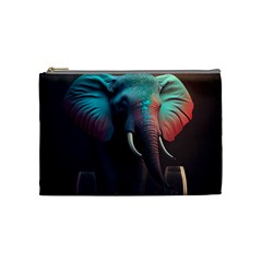 Ai Generated Elephant Tusks Trunk Wildlife Africa Cosmetic Bag (medium) by danenraven