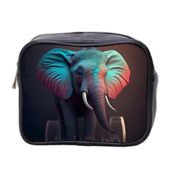 Ai Generated Elephant Tusks Trunk Wildlife Africa Mini Toiletries Bag (two Sides) by danenraven