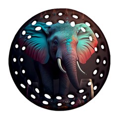 Ai Generated Elephant Tusks Trunk Wildlife Africa Ornament (Round Filigree)