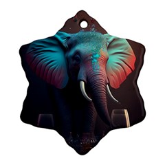 Ai Generated Elephant Tusks Trunk Wildlife Africa Snowflake Ornament (Two Sides)