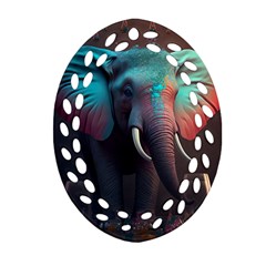 Ai Generated Elephant Tusks Trunk Wildlife Africa Ornament (Oval Filigree)