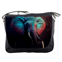 Ai Generated Elephant Tusks Trunk Wildlife Africa Messenger Bag