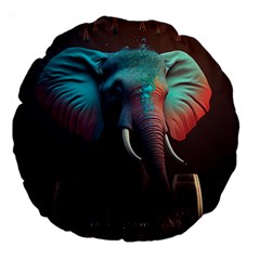 Ai Generated Elephant Tusks Trunk Wildlife Africa Large 18  Premium Round Cushions