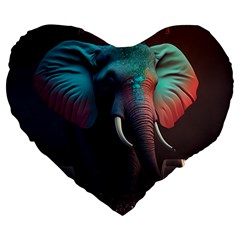 Ai Generated Elephant Tusks Trunk Wildlife Africa Large 19  Premium Heart Shape Cushions