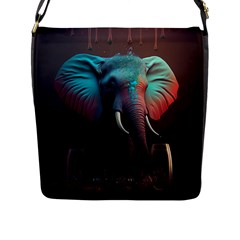 Ai Generated Elephant Tusks Trunk Wildlife Africa Flap Closure Messenger Bag (L)