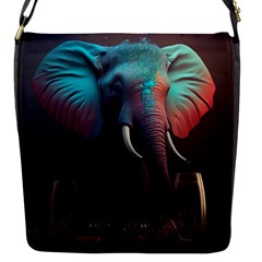 Ai Generated Elephant Tusks Trunk Wildlife Africa Flap Closure Messenger Bag (S)