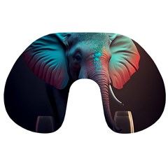 Ai Generated Elephant Tusks Trunk Wildlife Africa Travel Neck Pillow